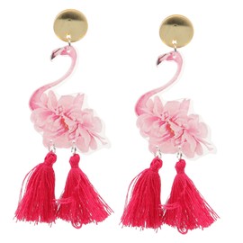 Baluue Tassel Flamingo Drop Earrings for Women Lightweight Animal Dangle Jewelry Hypoallergenic Non Fading Fashion Accessory for Daily Wear