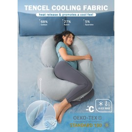 INSEN Cooling Pregnancy Pillow, Maternity Pillow with Soft Tencel Cover,C Shaped for Pregnant Women and Side Sleeping, Dark Gray