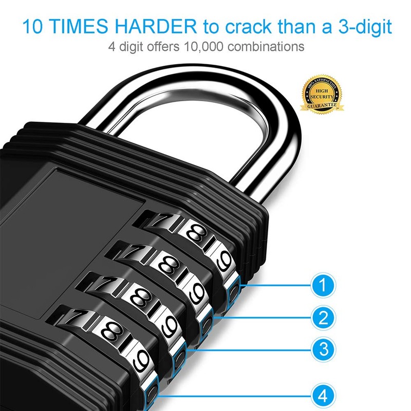 ZHEGE Combination Padlock, 4 Digit Padlock for Gym Locker, School