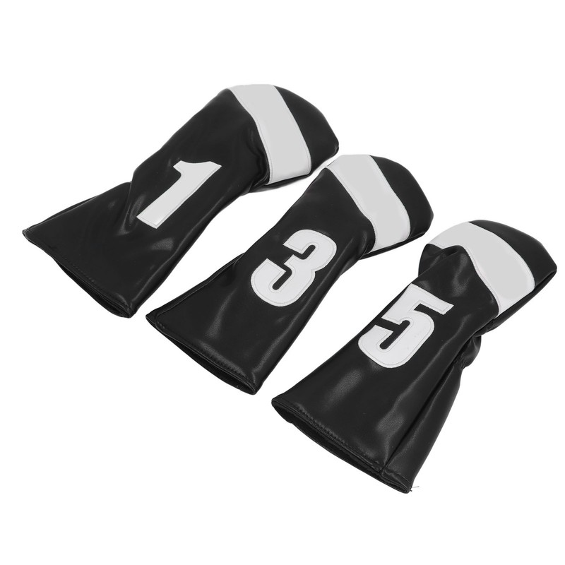 3PCS Golf Club Head Cover PU Leather Waterproof Protective Golf