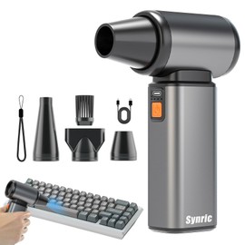 SYNRIC Compressed Air Duster, Stepless Speed Electric Air Duster, Metal Shell Air Blower with Brushless Motor, 120000 RPM Keyboard Cleaner Replaces Canned Air for Outdoors, Car, Home Cleaning