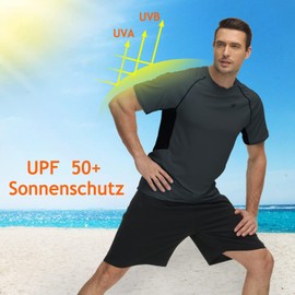Huayuzh Men's UV Shirt Rash Guard T-Shirt Swimming Shirt Quick-Drying Lightweight Breathable Surfing Fishing Hiking Top, 5-Charcoal Grey
