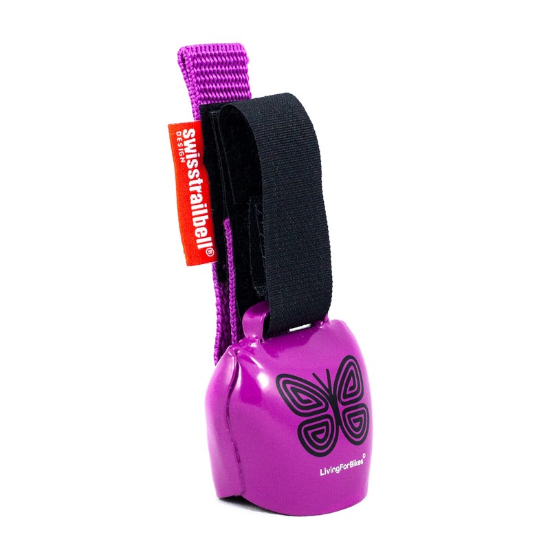 swisstrailbell® Mexico Edition Purple Bell: Black Mariposa, Purple Band, Bicycle