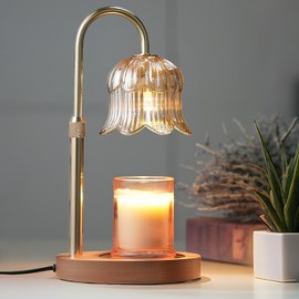 Candle Warmer Lamp with Timer: Adjustable Dimmable Height Adjustable Warming - Flower Shape Wax Lamp Jar Candles No Flame Modern Home Decor Table Lights - Home Living Bedroom