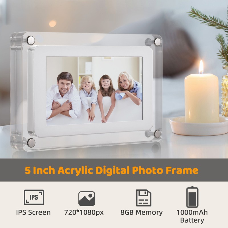 Acrylic Digital Photo Frame 8GB Memory Photo Music Video Display