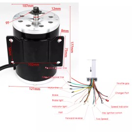 Unbranded 24v 36v 48v 1000w 1800w 500w 800w 350v Brushless or Brush Motor Speed Controller - Unite  48v 1800w brushless Motor& Controller