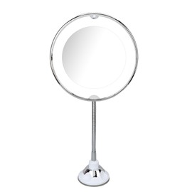 8 Inch Suction Cup Makeup Mirror 10X with LED White Light 10X Magnify Suction Cup Cosmetic Mirror for Make Up