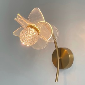 Flower Wall Sconce, LED Elegant Wall Light, Dimmable Wall Mount Lamp for Mirror, Bedroom, Hallway (1 Light)