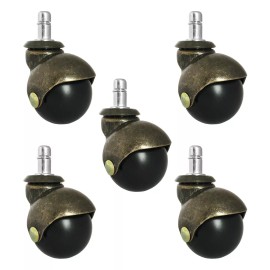 chairpartsonline 2" Antique Brass Ball Replacement Office Chair Caster Wheels - Set of 5 - S5352