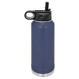 Polar Camel 32 oz Stainless Steel Water Bottle with Flip Top Lid and Straw (Navy Blue)