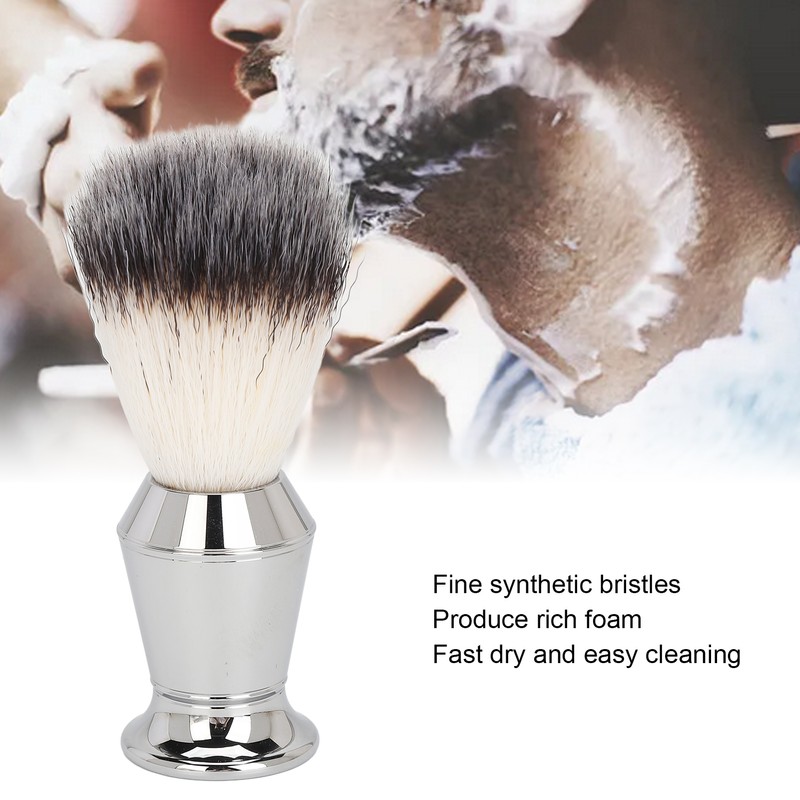Beard Foam Brush Fine Synthetic Bristles Stainless Steel Fast Dry