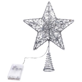 Uonlytech Nativity Ornaments Hollow Wovean Silver Star Led Glitter Shiny Christmas Tree Topper for Xmas Tree Topper Decoration Decor Nativity Decor