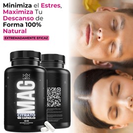 Citrato de Magnesio 100% Puro (180 Capsulas 500mg) | [Extremadamente Eficaz] - | Tranquilidad, Descanso Reconfortante y Recuperacion | Suministro Para 180 Dias | - Libity MAG