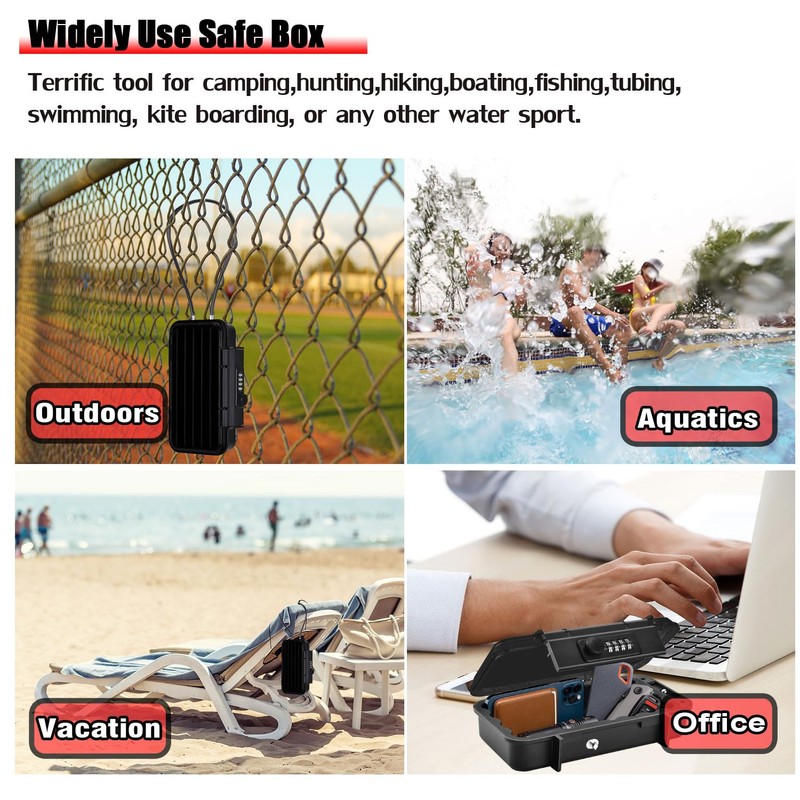 Large Security Lock Box,Outdoor Waterproof Shockproof 4-Digit Combination Key Safe