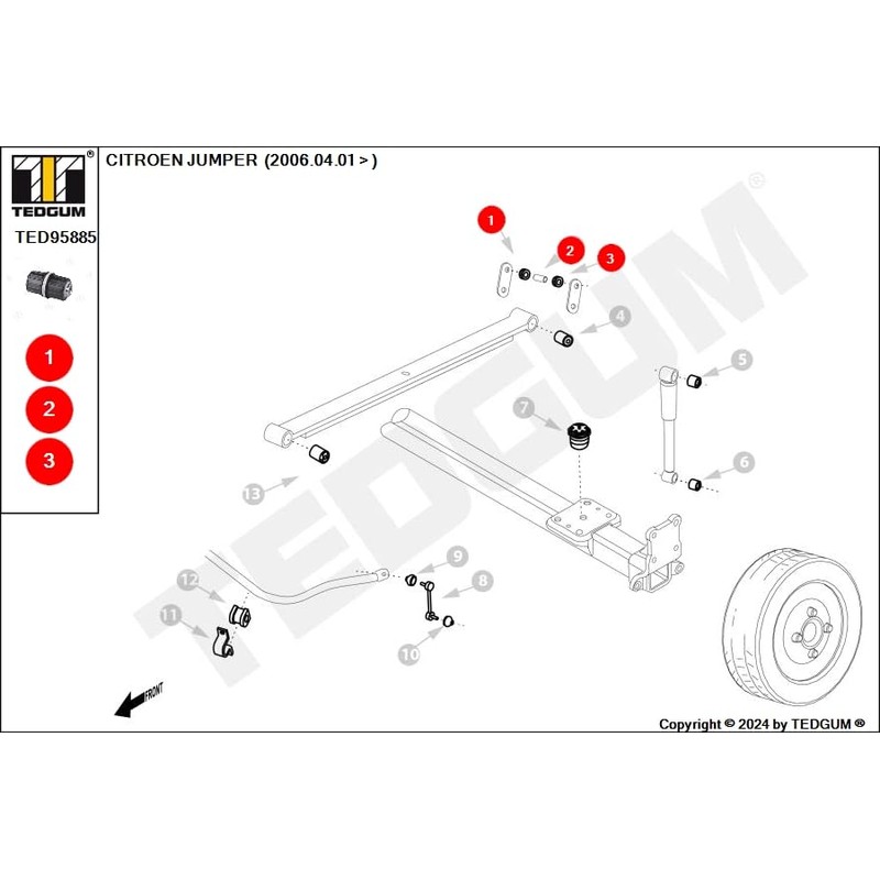 TEDGUM Bronzina cuscinetto Molla a balestra-Cofano motore TED95885