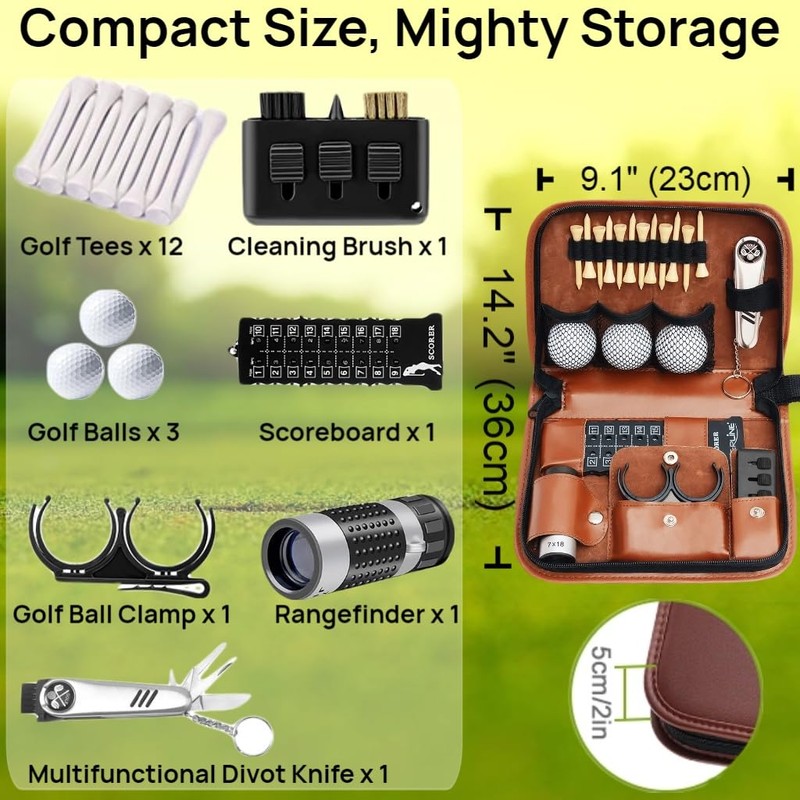 MTSBDM Golf Accessories Kit with Leather Case,Complete Golf Stuff Set