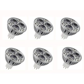 MR16 LED Bulbs 6 Pack,MR16 3W 12V Cool White 6000K Not Dimmable 60 Degree Beam Angle LED Spotlight Bulbs for Landscape Recessed Lighting,35W Halogen Bulbs Equivalent