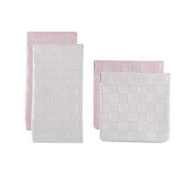 Yucenora 4 PCS Mini Leather Pocket Cosmetic Bag, Small Makeup Bags for Purse, Checkered Purse Self-closing Coin Lipstick Pouch for Women & Girls(White, Pink)