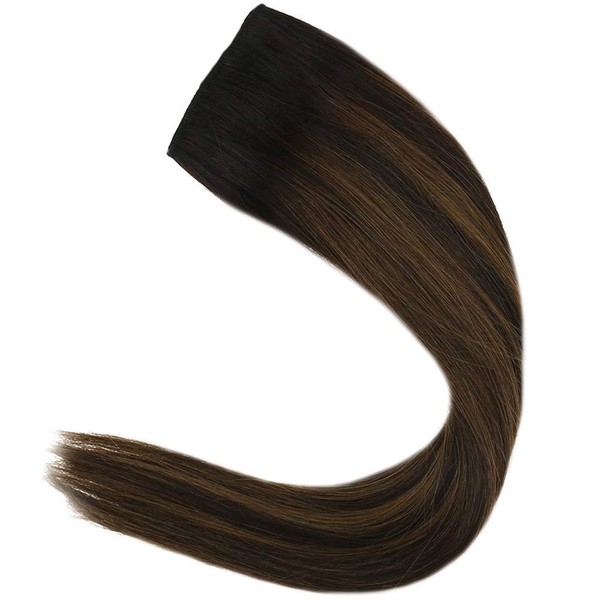 Sunny Couture Wire Hair Extensions Brown Ombre Fishing Line Extensions Real Human Hair Dark Brown Ombre Medium Brown Mix Darkest Brown Fishing Wire Hair Extensions Brown 20 Inch 100g