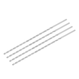 TA-VIGOR 4Pcs 3.5mm Extra Long Twist Drill Bits, 200mm Length High-Speed Steel HSS Straight Shank Spiral Drill Bits for Wood Metal Aluminum Plastic