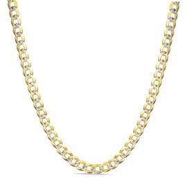 PORI JEWELERS 18K Gold Over Solid 925 Sterling Silver Two Tone Diamond Cut Cuban Chain-3mm, 4mm. 4.5mm, 5mm, 7mm, 8mm, 9mm- For Men and Women- Made in Italy (5MM, 20)