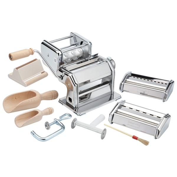 Imperia Pasta Maker Machine- Deluxe 11 Piece Set w Machine, Attachments, Recipes and Accessories