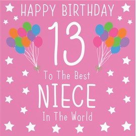 Hunts England - Niece 13th Birthday Card - Happy Birthday - 13 - To The Best Niece In The World - Iconic Collection - Fun Card