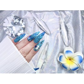  Cool sea nail handmade nail tips ✨ - Short Round Square /  시원한바다네일 수제네일팁 ✨ - 숏라운드스퀘어