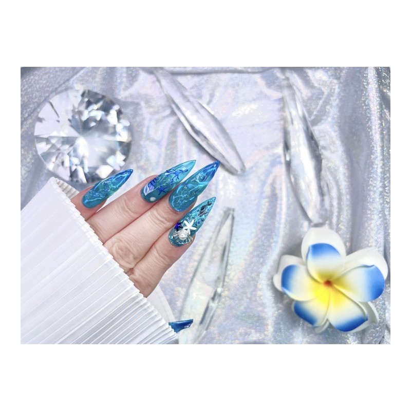  Cool sea nail handmade nail tips ✨ - Short