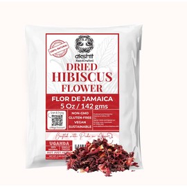 5oz Flor de Jamaica Secas, Dried Hibiscus Flowers, Edible Whole Dried Hibiscus Flowers, Loose Leaf Tea, No Additives, Caffeine Free, Non-GMO