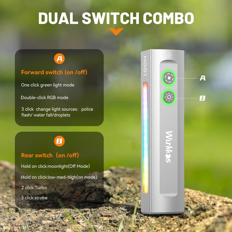 Wurkkos HD01, Flashlight, Green Beam, White LED Combo with RGB