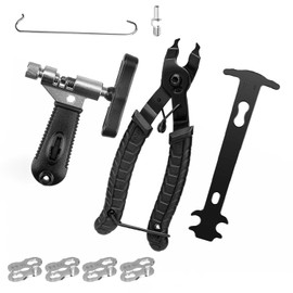 Nokwocy Chain Riveter Bicycle Repair, Chain Link Pliers, Chain Breaker Splitter, Chain Wear Indicator, 4 Pairs Bicycle Missing Links - Opener, Closer, Cutter, Connecting Tool