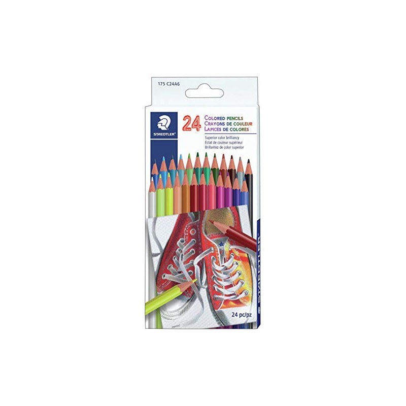 Staedtler Triangular Coloured Pencils, Assorted Colours, Pack of 24 (C24A6)