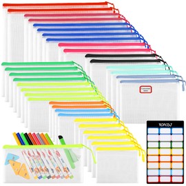 YOPCDJ 36pcs Mesh Zipper Pouch Bags,12 Colors for Storage Bags with Zipper, 8 Sizes for Reusable Plastic Zip Organizer for Travel Cosmetics