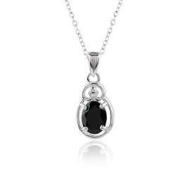GEMKORA Real Black Spinel Crystal Pendant Necklace, Natural Gemstone, Birthstone Crystal, Healing Stone, Gift for Women Mom Her, Statement Jewellery, 925 Sterling Silver 18 inch