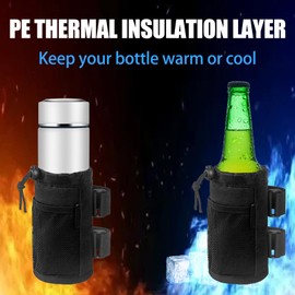 Bike Cup Holder, Bike Water Bottle Holder, Bicycle Handlebar Drink Holder with Mesh Pockets for Cruiser, Mountain, Road Bikes