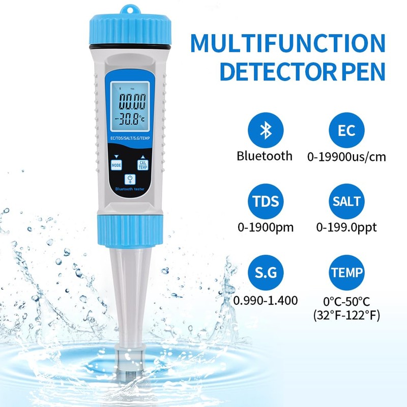 B-Qtech Digital Water Quality Tester 5 in 1 TDS/EC/Salt/S.G/Temp Temp,Water