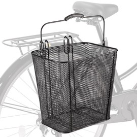 Pannier Bike Basket with Handle - Detachable Rear Wire Baskets Large Capacity - Easy Assembly and Portability for Bicycle Rack