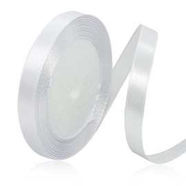 Solid Color White Satin Ribbon, 3/8 Inches x 25 Yards Fabric Satin Ribbon for Gift Wrapping, Crafts, Hair Bows Making, Wreath, Wedding Party Decoration and Other Sewing Projects