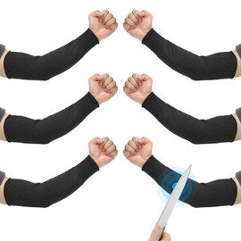 PATIKIL 14 Inch Cut Resistant Sleeve, 3 Pairs Arm Safety Protectors Sleeves Forearm Sleeve HPPE Level 5 Protection for Thin Skin and Bruising, M, Black