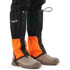 Leg Gaiters for Men and Women Waterproof Adjustable Gators for Hiking Boots in Climbing Hunting Trekking & Fishing Snow Gaiters (Orange L)