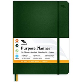 Purpose Planner Undated Monthly Weekly Daily Productivity Journal 2022 2023 Optimized Life, Goal Setting & Business Tool for Professionals, Moms, Academic Student - Leather Day Organizer Notebookâ¦