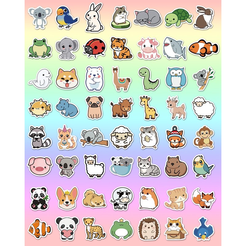 100 Pcs Animal Stickers for Kids, Cute Water Bottle Stickers