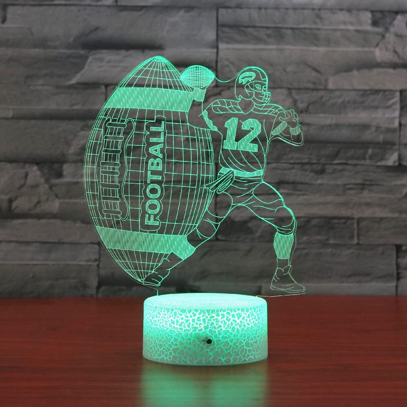 SUPERHONGJIHAO Night Light for Children, 3D Rugby LED Lamp with