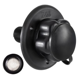 RecPro RV City Water Fill Inlet | Plastic Flange with Check Valve | Camper | Trailer | Marine | Made in USA (Black with Seal)