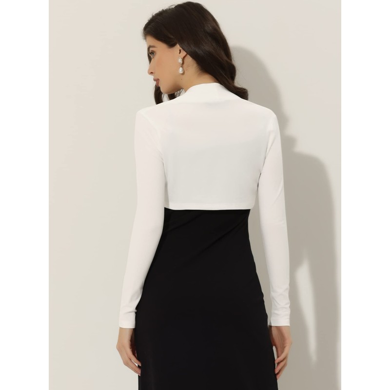 Allegra K Women's Bolero Festive Long Sleeve Crop Cardigan Plain