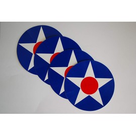 (4 Pack) US Army Air Corps USAAC Vinyl Stickers WWII Aircraft Roundel USAF USA 4" Diameter Decals (X4PS88)