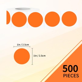 YEGAWEN Removable Labels, 1 Inch Colored Dot Stickers, Waterproof Circle Color Stickers, Writable Garage Sale Stickers Price Tags Stickers, Suitable for Laser and Inkjet Printable (500Pcs, Orange)