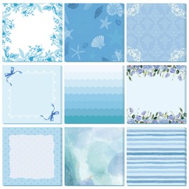 Saypacck 9 Pcs Aesthetic Sticky Notes Cute Pastel Self Stick Notepads Easy to Post Desk Supplies for Home Office Decor School Accessories Women Birthday Coworker Gifts(Blue)