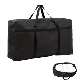 Hijelyn 150L Duffle Bag for Travel, Foldable Large Storage Bag with Zipper, 600D Waterproof Heavy Duty Fabric Large Capacity Luggage Storage Tote for Moving Traveling Camping Gear Outdoor Sport, Black